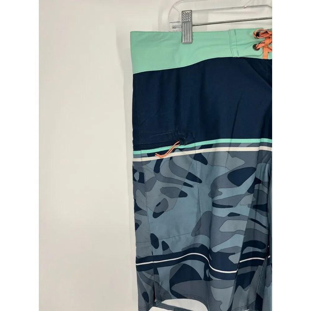 Patagonia Stretch Planing Board Shorts Zip Pocket Drawstring Camo 9